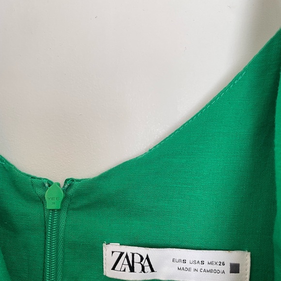 Zara Linen Slip Midi Dress – Green - Picture 7 of 9